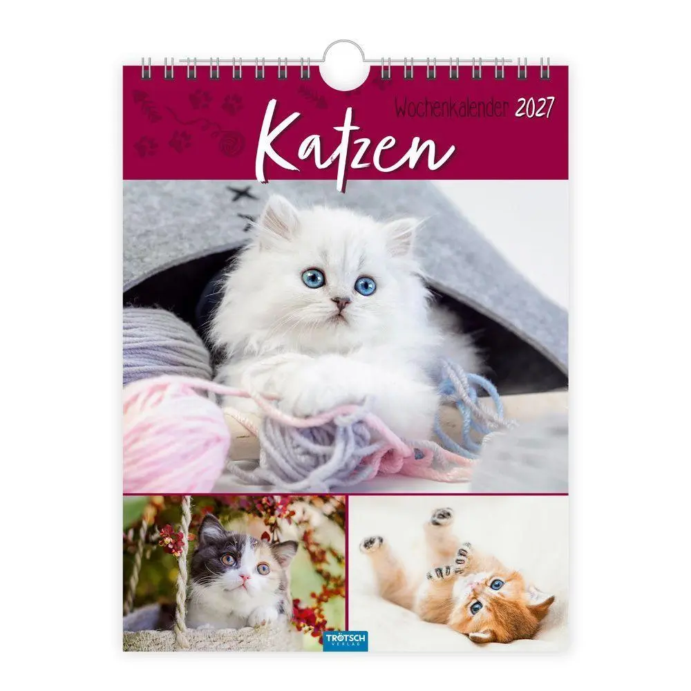 Cover: 9783988027030 | TRÖTSCH - Wochenkalender zum Hängen Katzen 2027 | Wandkalender | KG