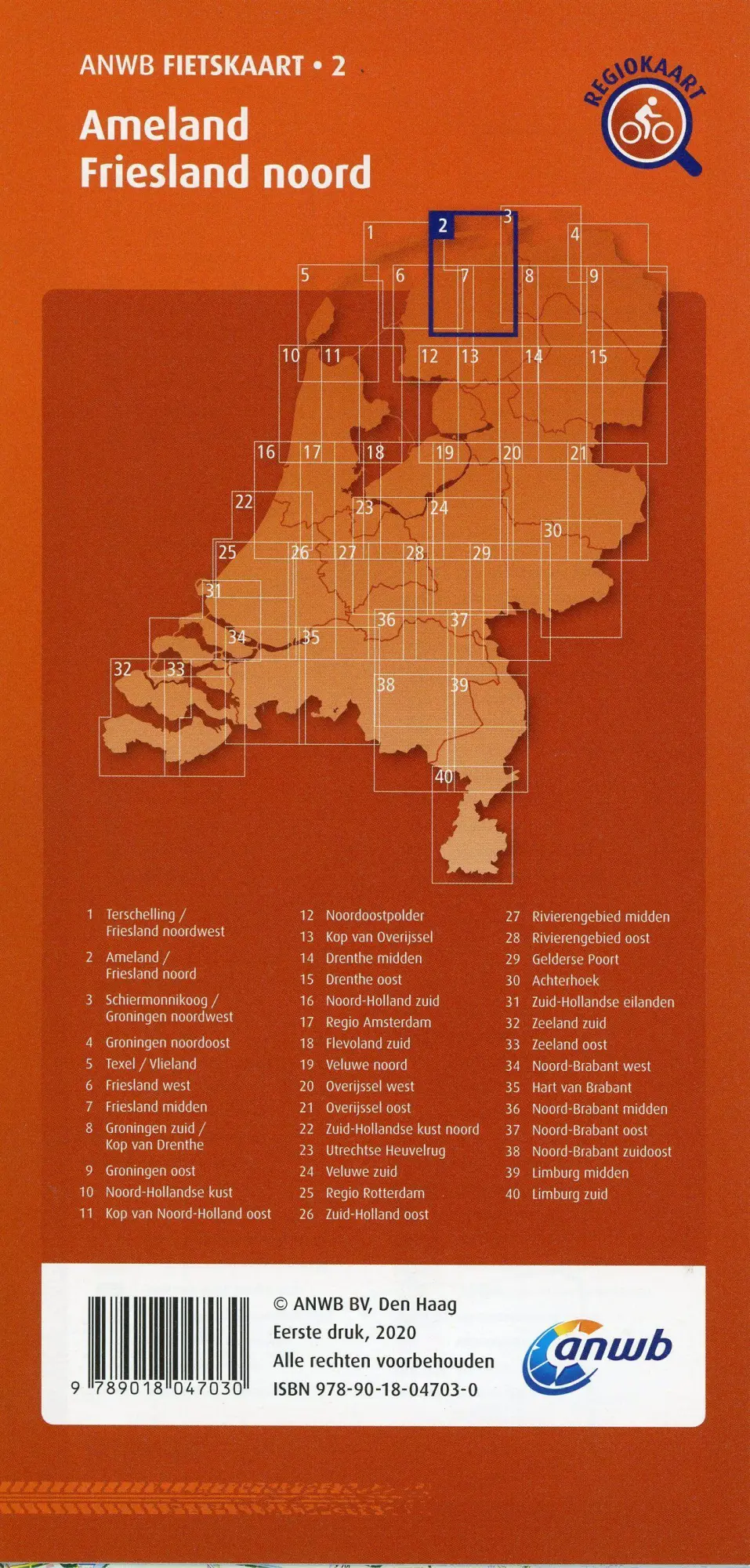 Bild: 9789018047030 | Ameland - Friesland noord (Nes / Dokkum / Leeuwarden) 1 : 66 000