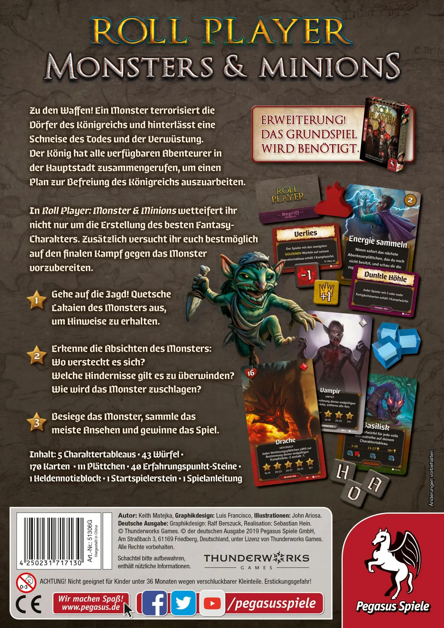 Bild: 4250231717130 | Roll Player: Monsters &amp; Minions [Erweiterung] | Keith Matejka | Spiel