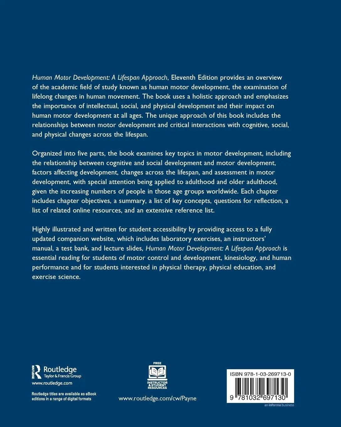 Rückseite: 9781032697130 | Human Motor Development | A Lifespan Approach | Payne (u. a.) | Buch