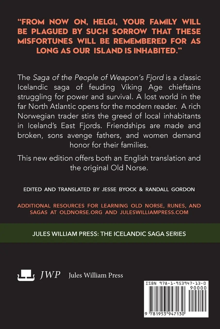Rückseite: 9781953947130 | Saga of the People of Weapon's Fjord (Vápnfirðinga Saga) | Taschenbuch