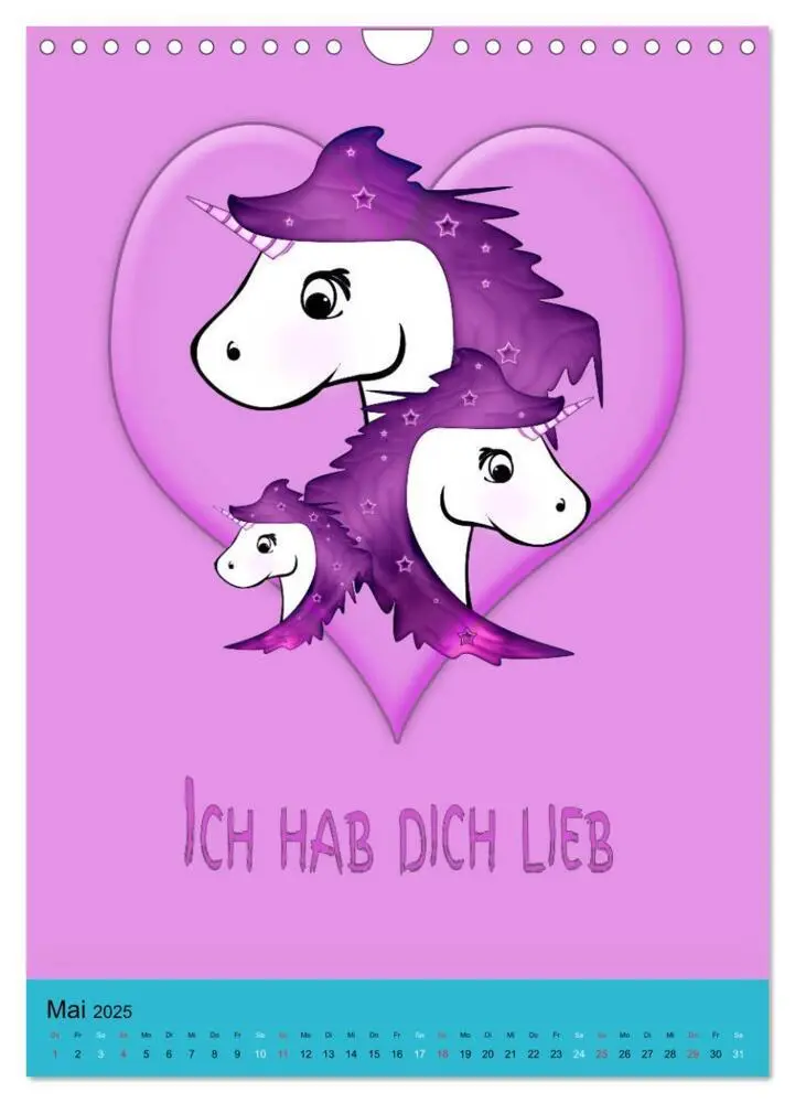 Bild: 9783435977130 | Bunte Einhörner (Wandkalender 2025 DIN A4 hoch), CALVENDO...