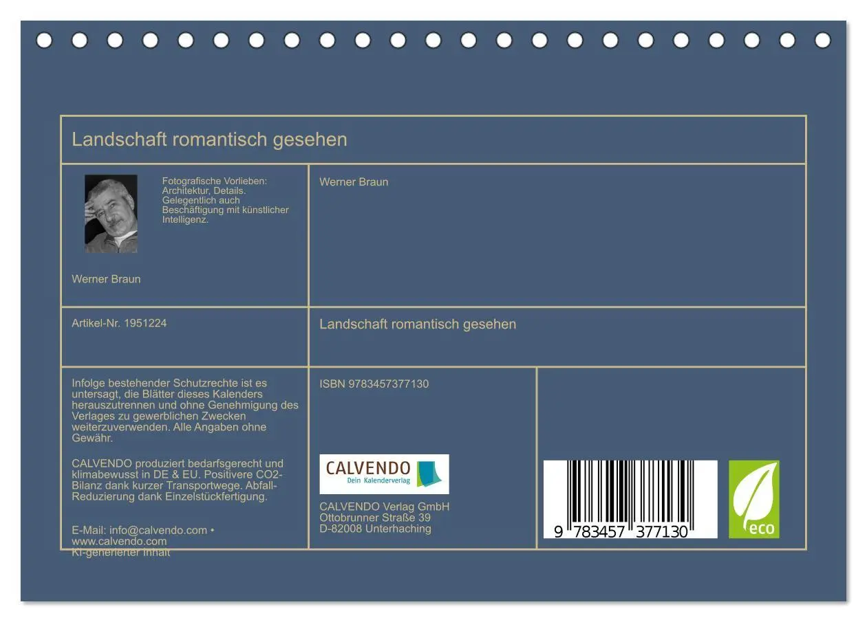 Bild: 9783457377130 | Landschaft romantisch gesehen (Tischkalender 2026 DIN A5 quer),...