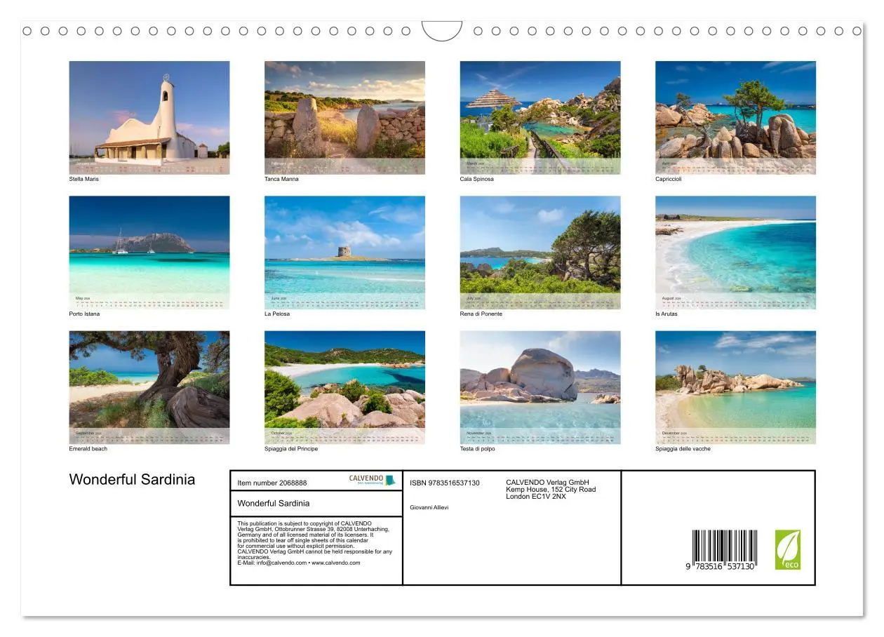 Bild: 9783516537130 | Wonderful Sardinia (Wall Calendar 2026 DIN A3 landscape), CALVENDO...