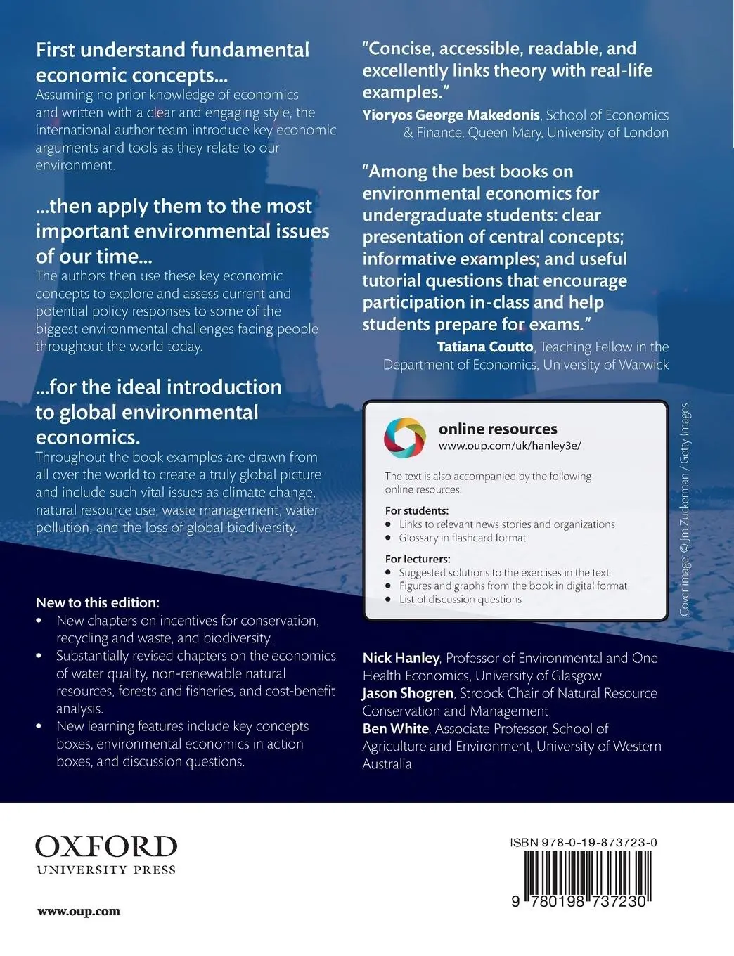 Rückseite: 9780198737230 | Introduction to Environmental Economics | Nick Hanley (u. a.) | Buch