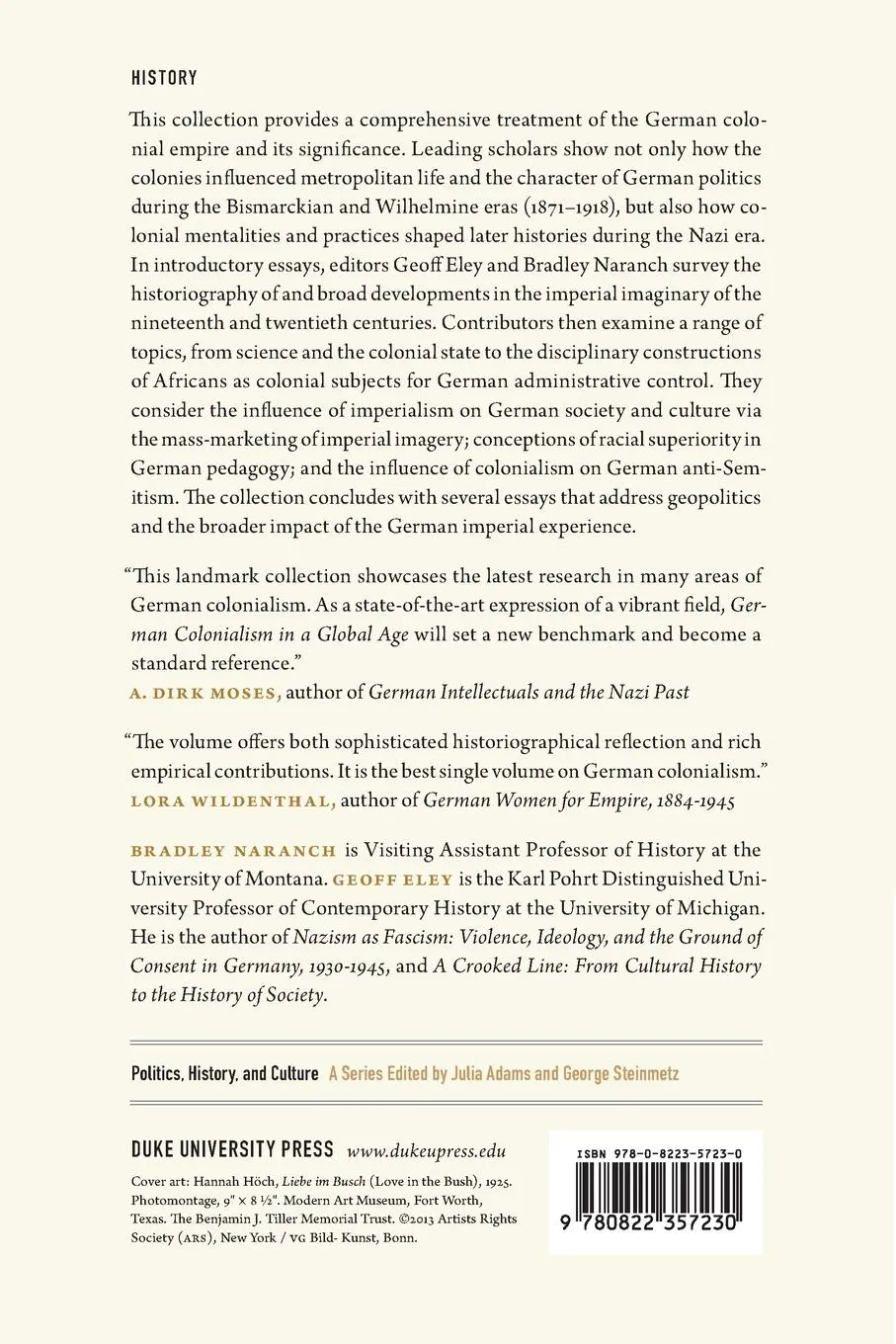 Rückseite: 9780822357230 | German Colonialism in a Global Age | Bradley Naranch (u. a.) | Buch