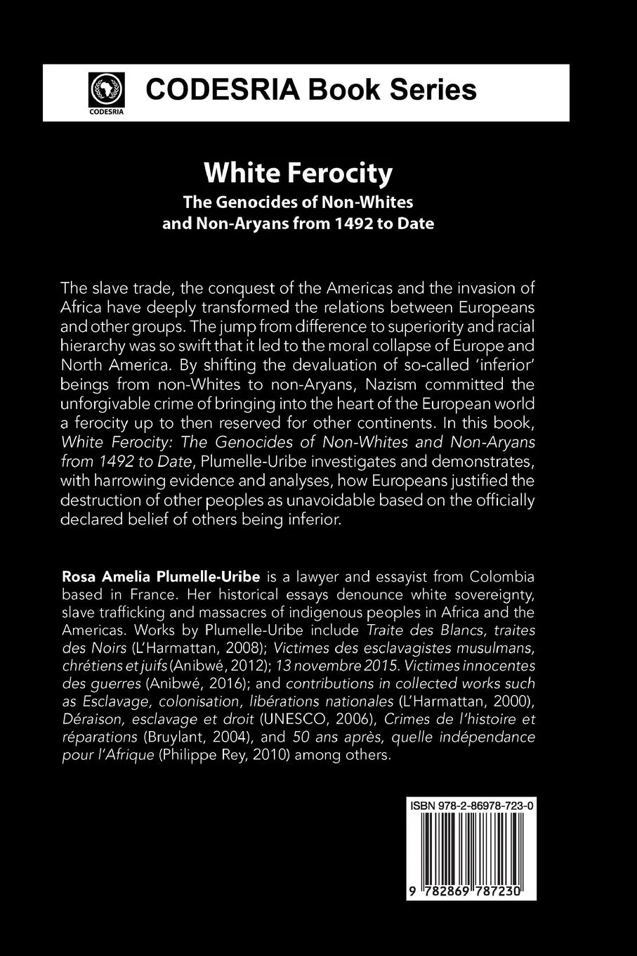 Rückseite: 9782869787230 | White Ferocity | Rosa Amelia Plumelle-Uribe | Taschenbuch | Englisch