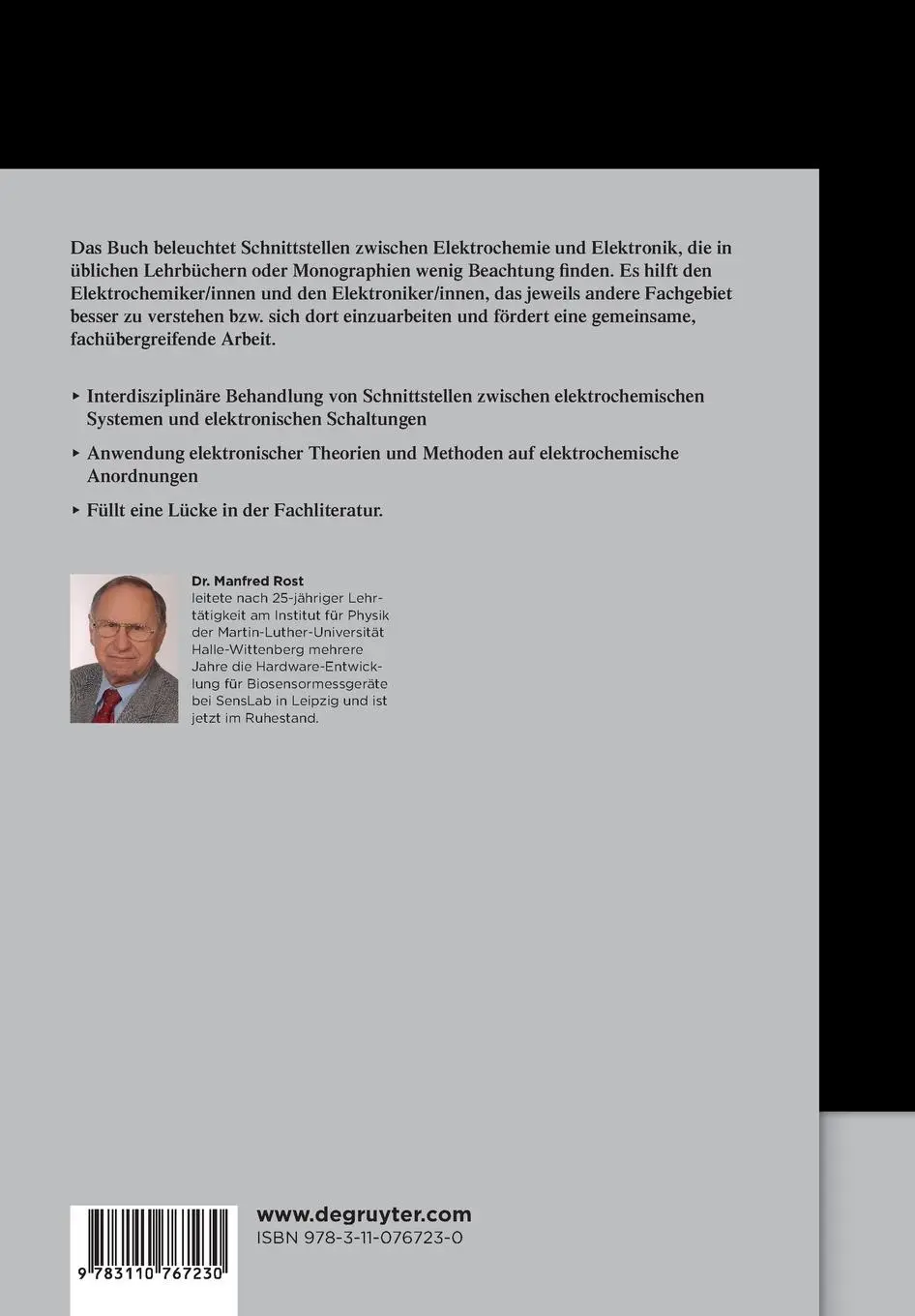Rückseite: 9783110767230 | Elektronik in der Elektrochemie | Manfred Rost | Taschenbuch | X