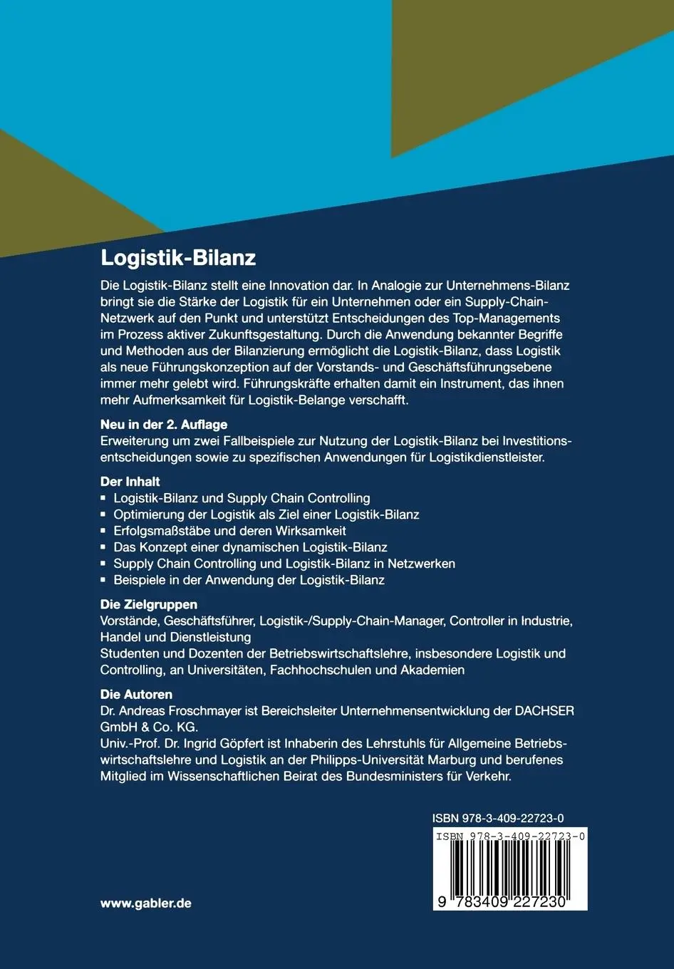 Rückseite: 9783409227230 | Logistik-Bilanz | Ingrid Göpfert (u. a.) | Taschenbuch | xviii | 2010