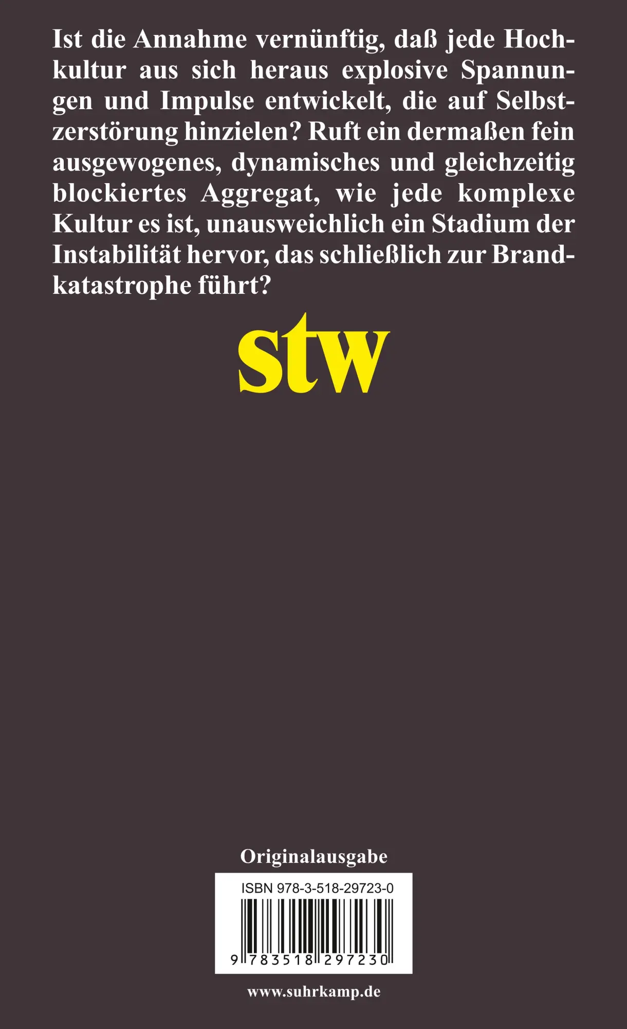 Rückseite: 9783518297230 | In Blaubarts Burg | Anmerkungen zur Neudefinition der Kultur | Steiner