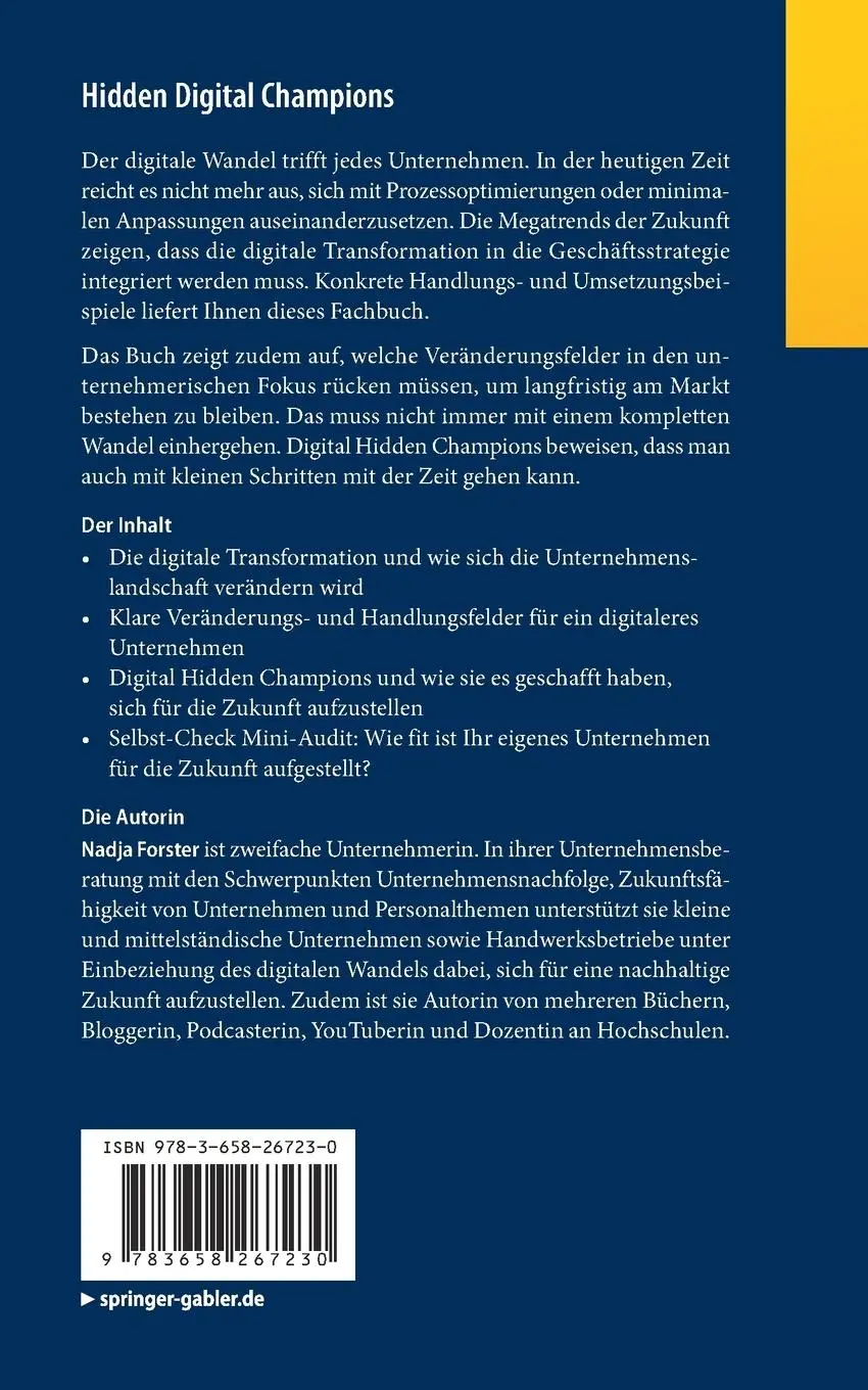 Rückseite: 9783658267230 | Hidden Digital Champions | Nadja Forster | Taschenbuch | Deutsch