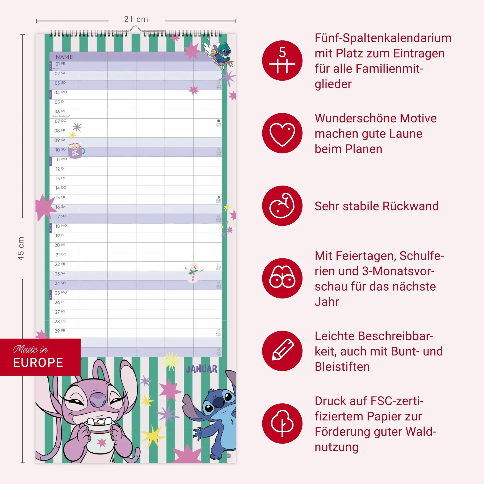 Bild: 9783756417230 | Stitch Familienplaner 2027 | Kalender | Familienplaner Athesia | 15 S.