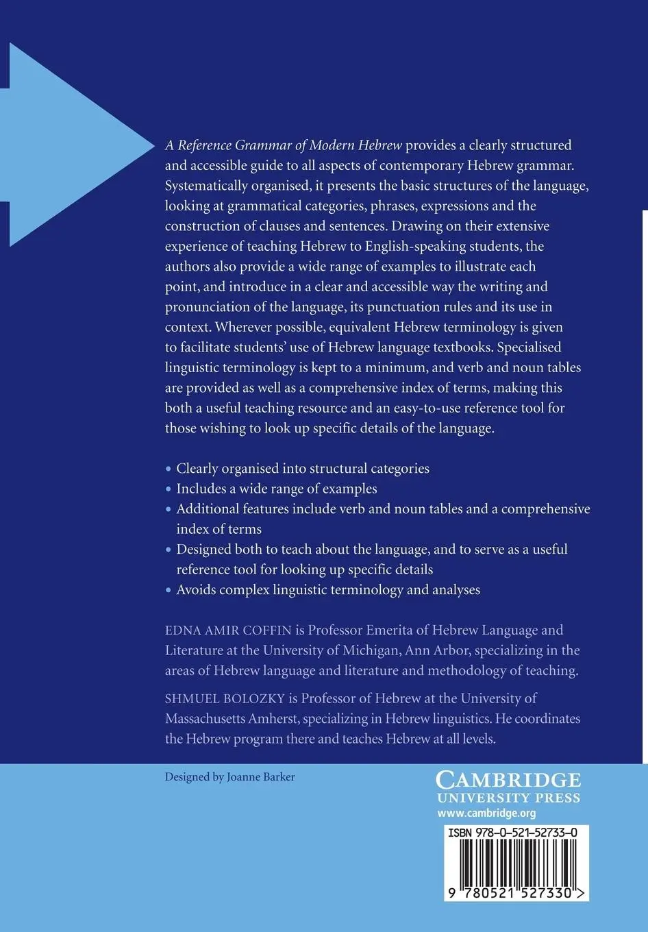 Rückseite: 9780521527330 | A Reference Grammar of Modern Hebrew | Edna Amir Coffin (u. a.) | Buch
