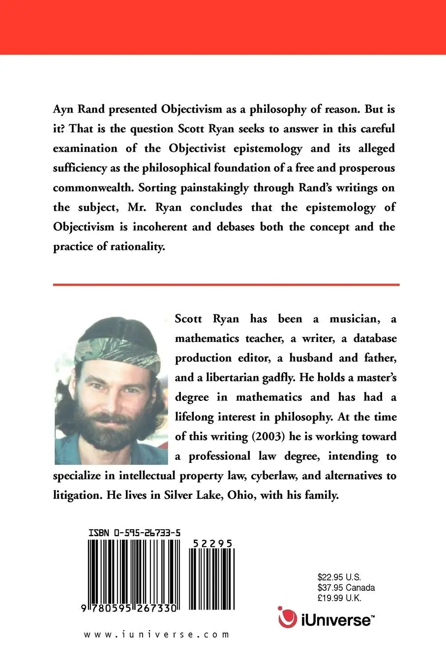 Rückseite: 9780595267330 | Objectivism and the Corruption of Rationality | Scott Ryan | Buch