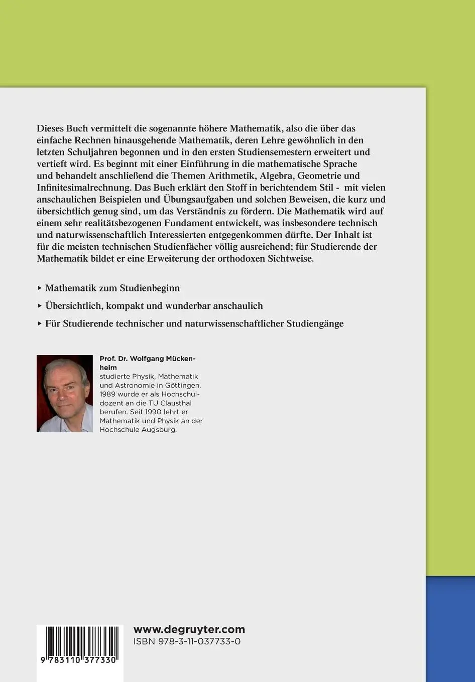 Rückseite: 9783110377330 | Mathematik für die ersten Semester | Wolfgang Mückenheim | Taschenbuch