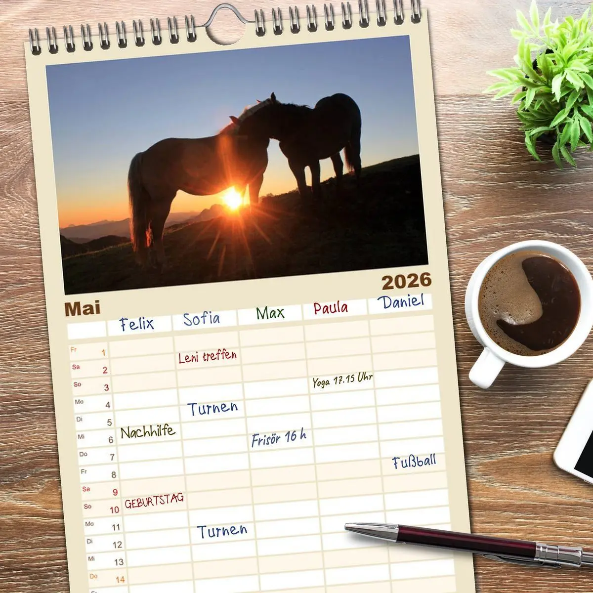 Bild: 9783516517330 | Familienplaner 2026 - Pferde und Ponys im Paradies mit 5 Spalten...