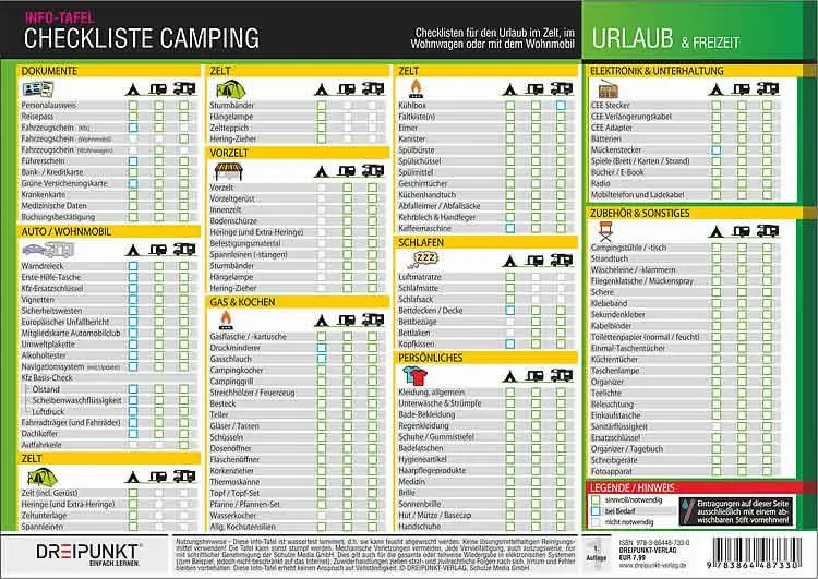 Cover: 9783864487330 | Checkliste Camping | Schulze Media GmbH | Poster | 2 S. | Deutsch
