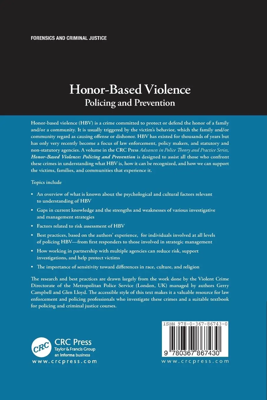 Rückseite: 9780367867430 | Honor-Based Violence | Policing and Prevention | Roberts (u. a.)