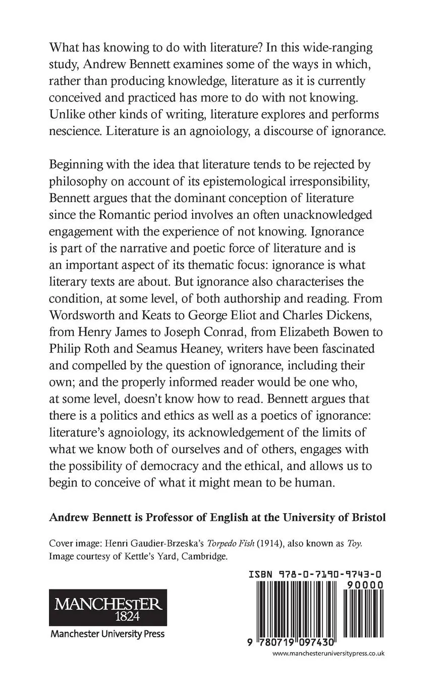 Rückseite: 9780719097430 | Ignorance | Literature and agnoiology | Andrew Bennett | Taschenbuch