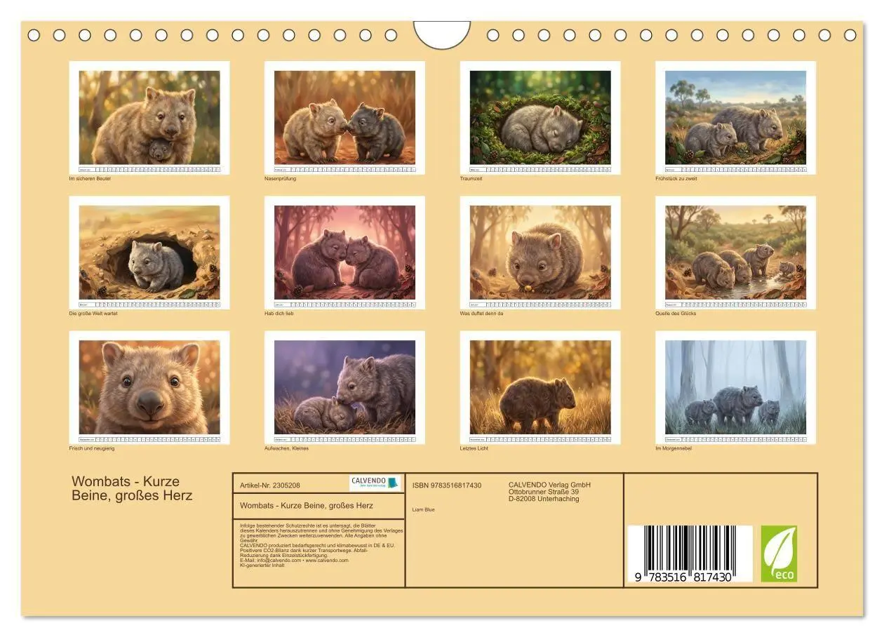 Bild: 9783516817430 | Wombats - Kurze Beine, großes Herz (Wandkalender 2027 DIN A4 quer),...