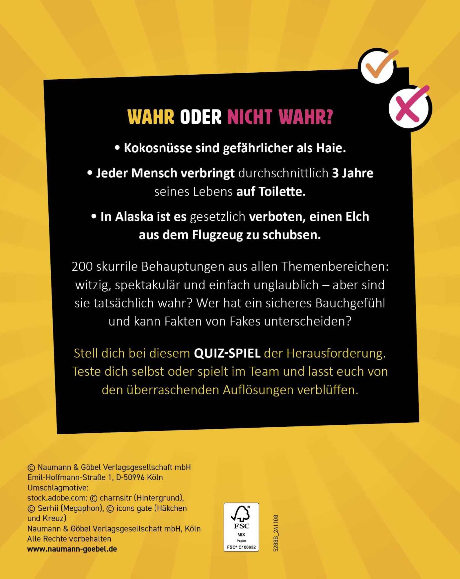 Rückseite: 9783625197430 | Wahr oder nicht? Skurrile Fakten I Das Quizspiel | Taschenbuch | 2025