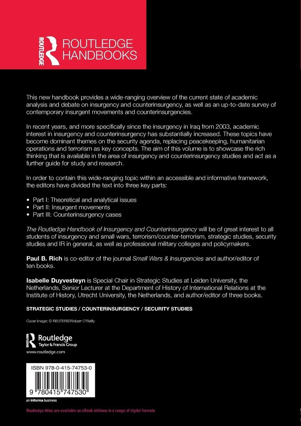 Rückseite: 9780415747530 | The Routledge Handbook of Insurgency and Counterinsurgency | Buch