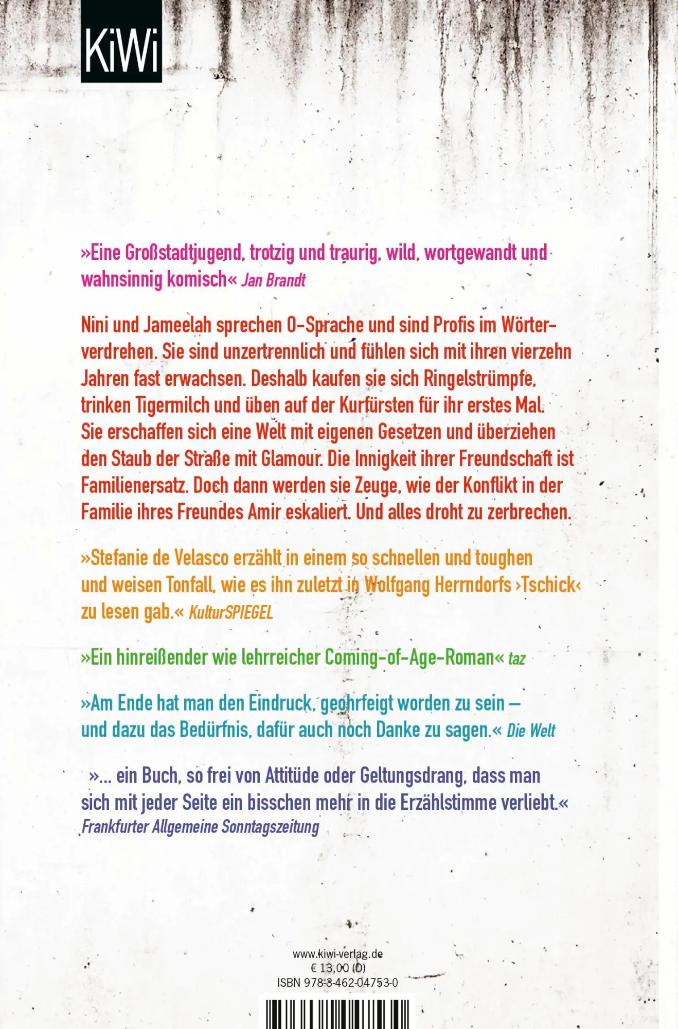Rückseite: 9783462047530 | Tigermilch | Stefanie de Velasco | Taschenbuch | KIWI | 284 S. | 2015