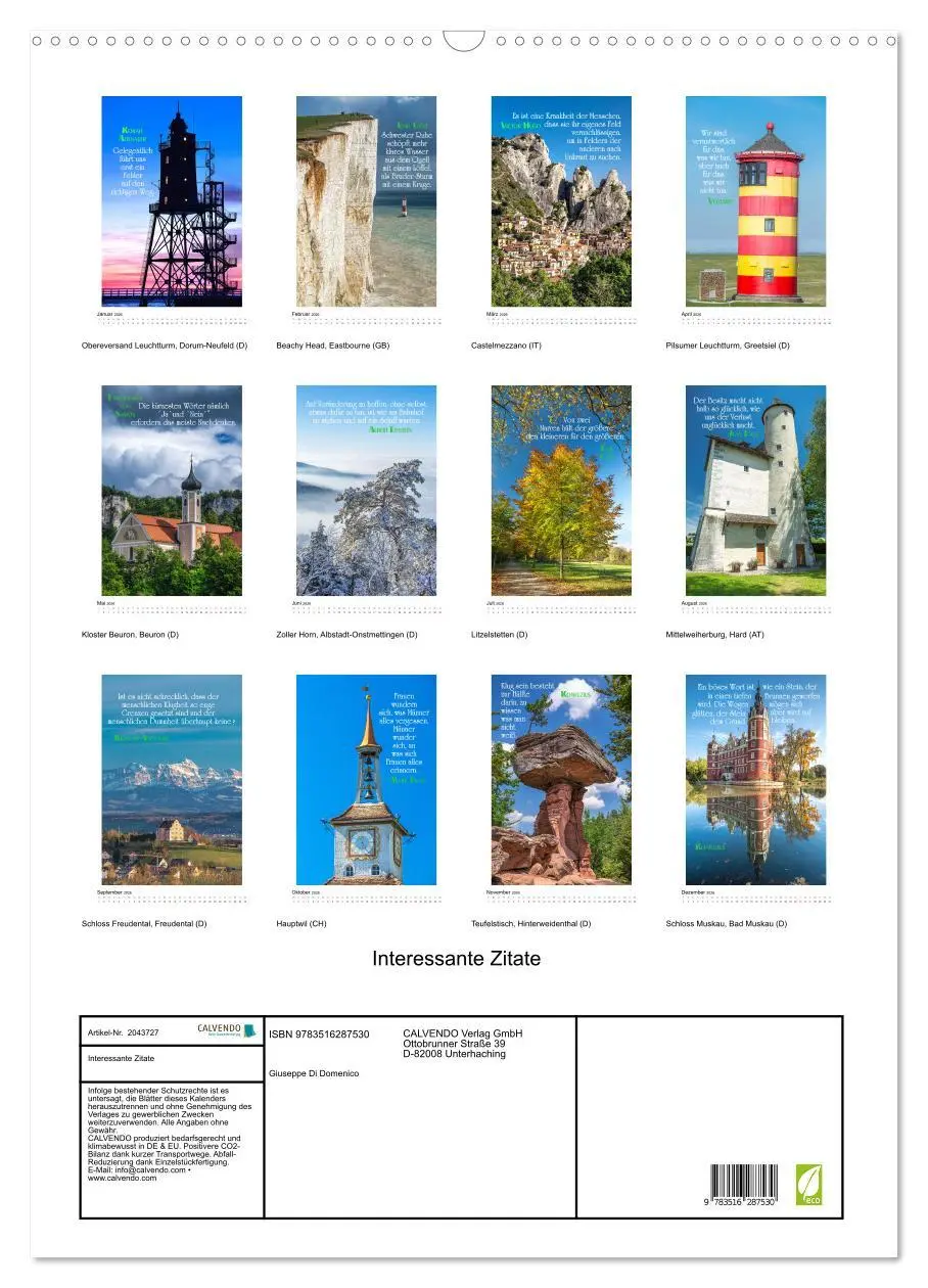 Bild: 9783516287530 | Interessante Zitate (Wandkalender 2026 DIN A2 hoch), CALVENDO...