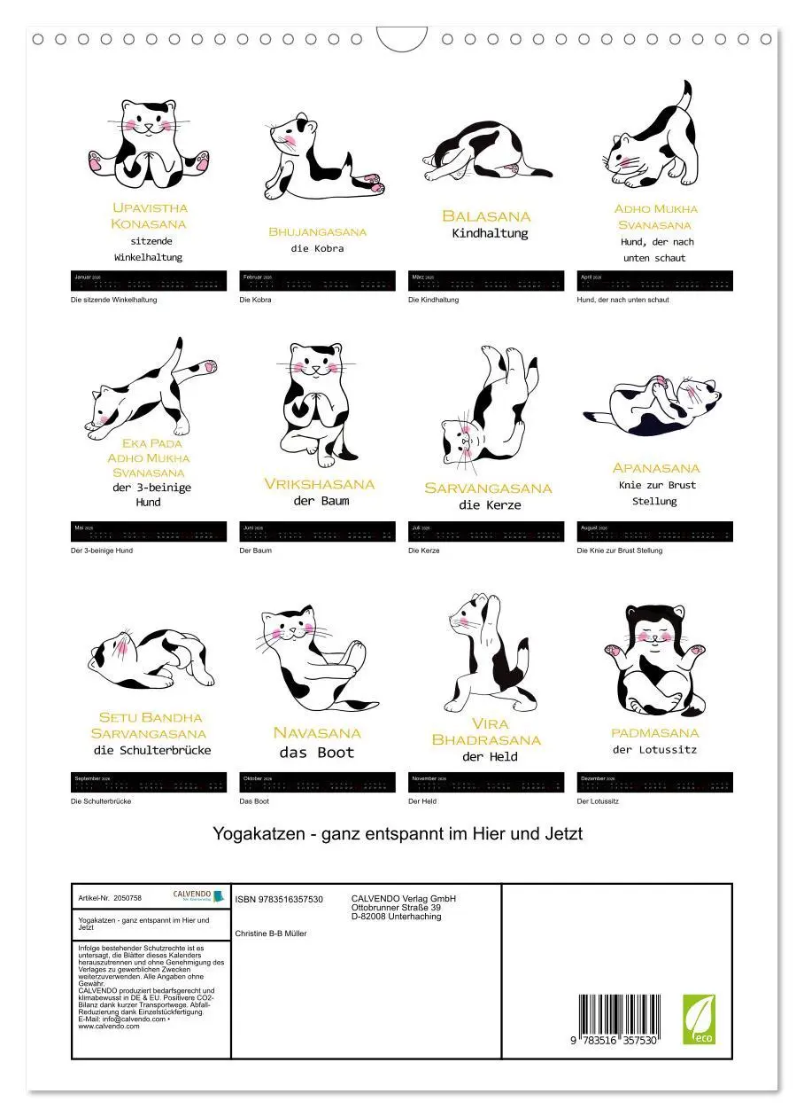 Bild: 9783516357530 | Yogakatzen - ganz entspannt im Hier und Jetzt (Wandkalender 2026...