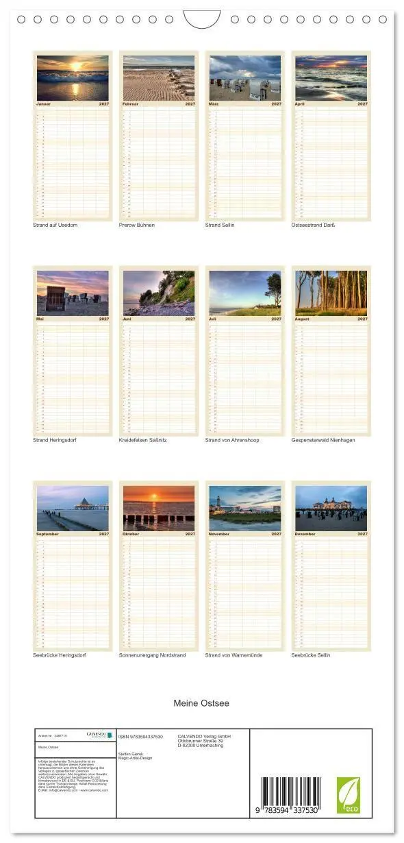 Bild: 9783594337530 | Familienplaner 2027 - Meine Ostsee mit 5 Spalten (Wandkalender, 21...