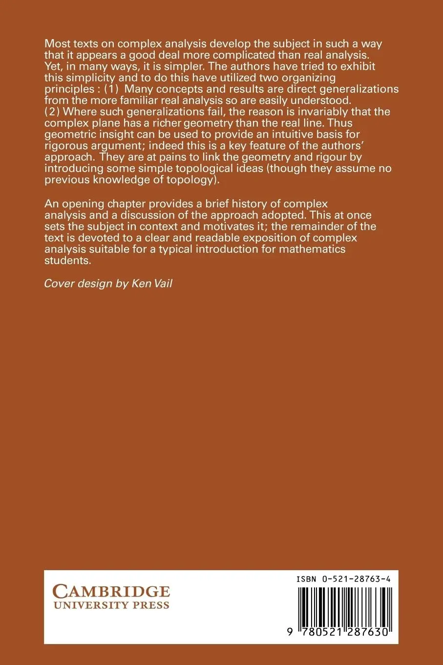 Rückseite: 9780521287630 | Complex Analysis | Ian Stewart (u. a.) | Taschenbuch | Englisch | 2005