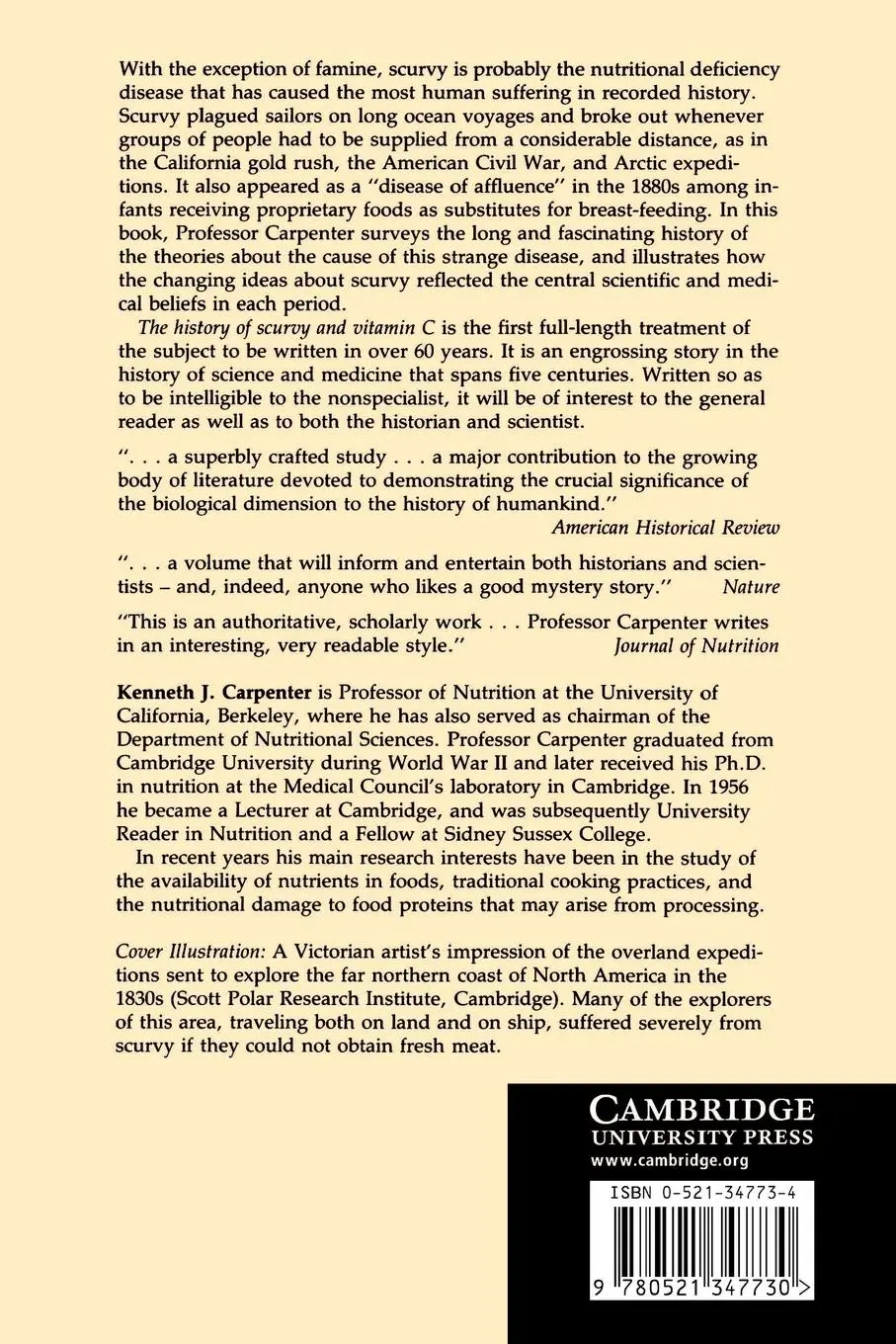 Rückseite: 9780521347730 | The History of Scurvy and Vitamin C | Kenneth J. Carpenter | Buch