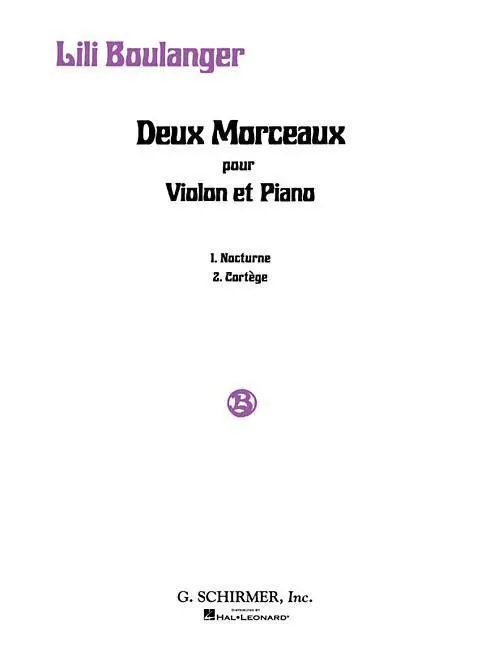 Cover: 9780793537730 | 2 Morceaux: Nocturne and Cortege | Violin and Piano | L. Boulanger