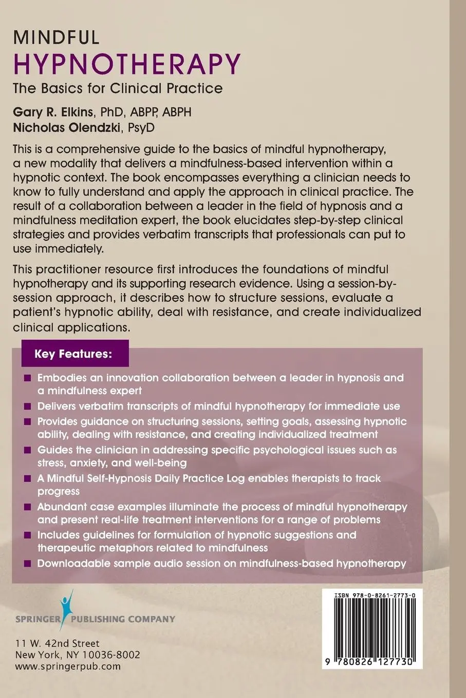 Rückseite: 9780826127730 | Mindful Hypnotherapy | The Basics for Clinical Practice | Taschenbuch