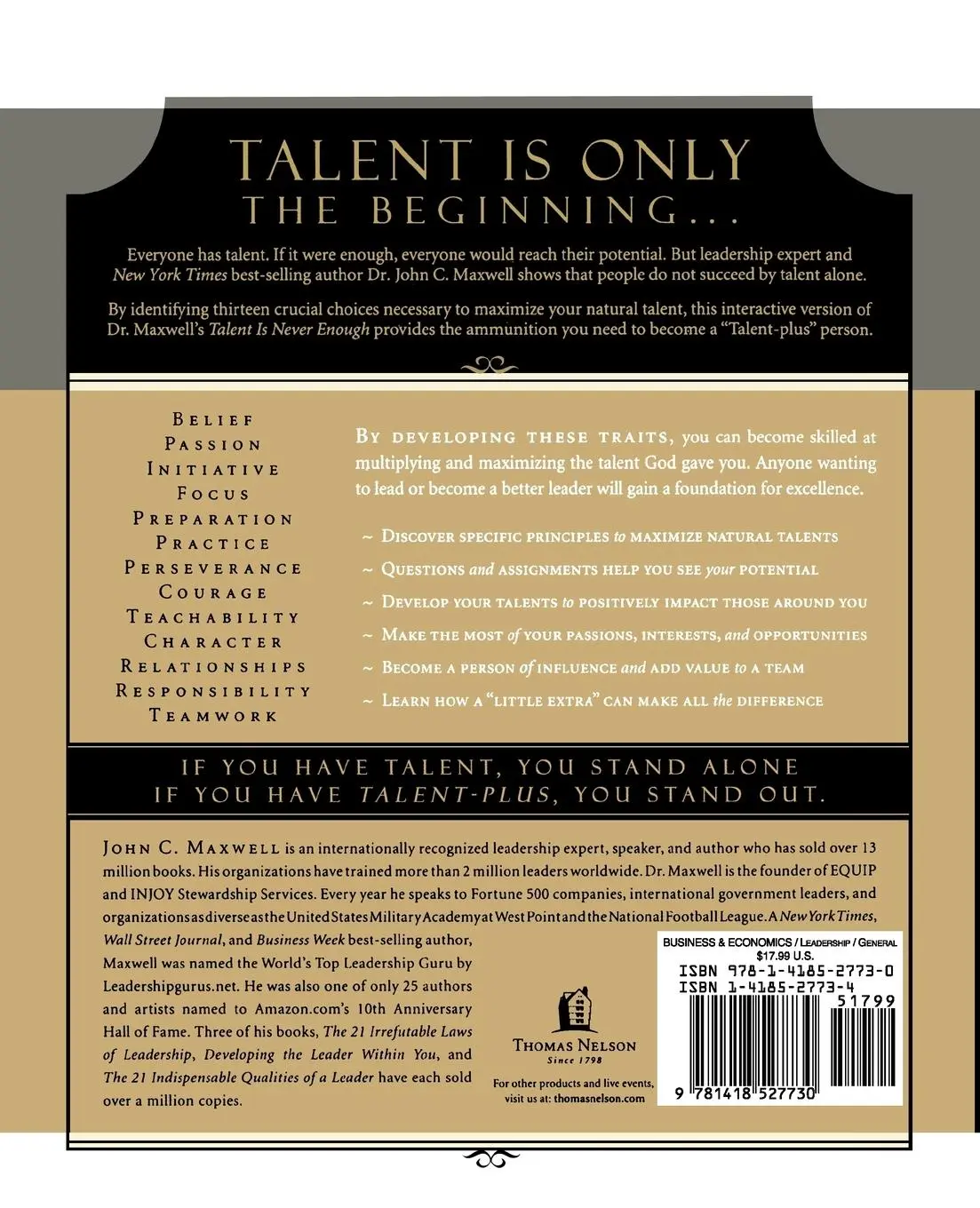 Rückseite: 9781418527730 | Talent Is Never Enough Workbook | John C. Maxwell | Taschenbuch | 2007