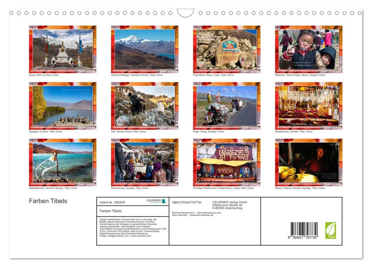 Bild: 9783457797730 | Farben Tibets (Wandkalender 2026 DIN A3 quer), CALVENDO Monatskalender