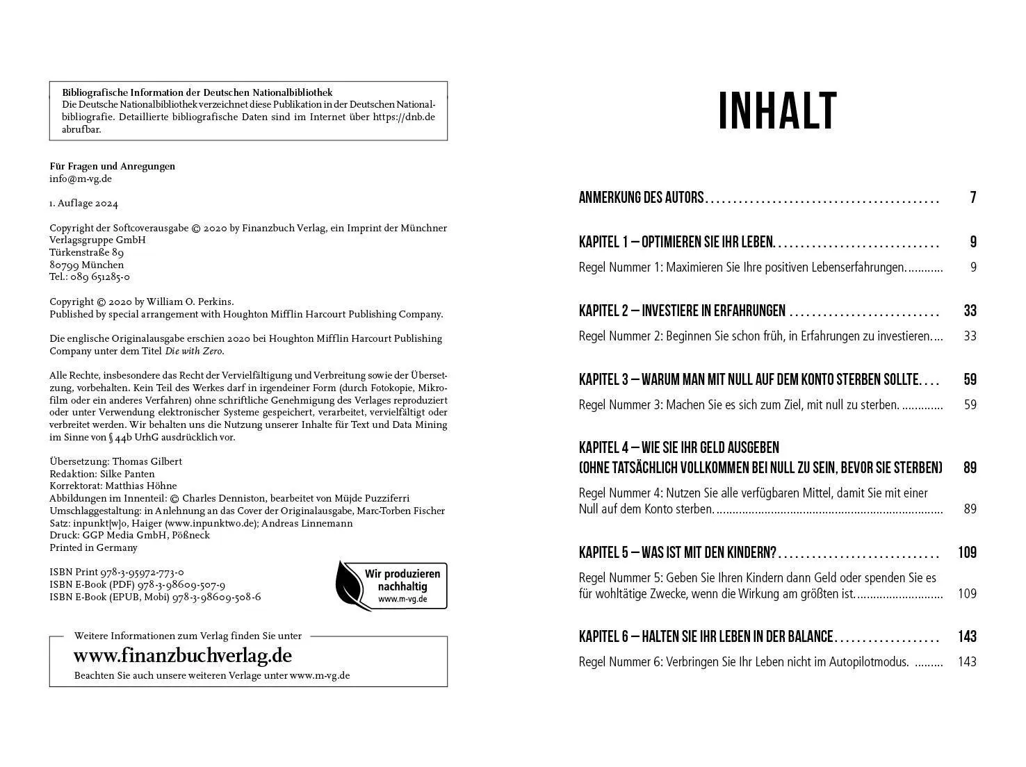 Bild: 9783959727730 | Die with zero | Bill Perkins | Buch | 288 S. | Deutsch | 2024