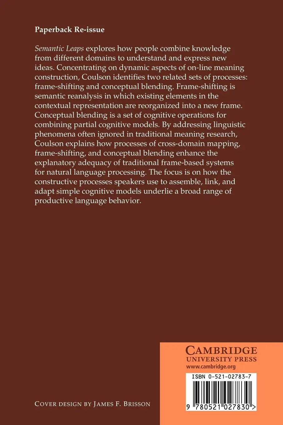 Rückseite: 9780521027830 | Semantic Leaps | Seana Coulson | Taschenbuch | Englisch | 2006