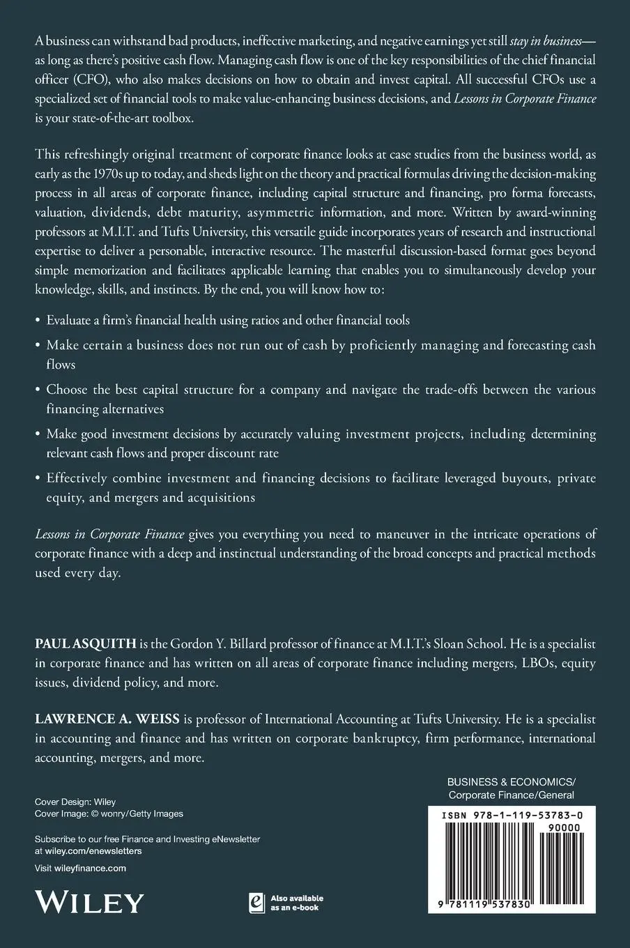 Rückseite: 9781119537830 | Lessons in Corporate Finance | Paul Asquith (u. a.) | Buch | 544 S.