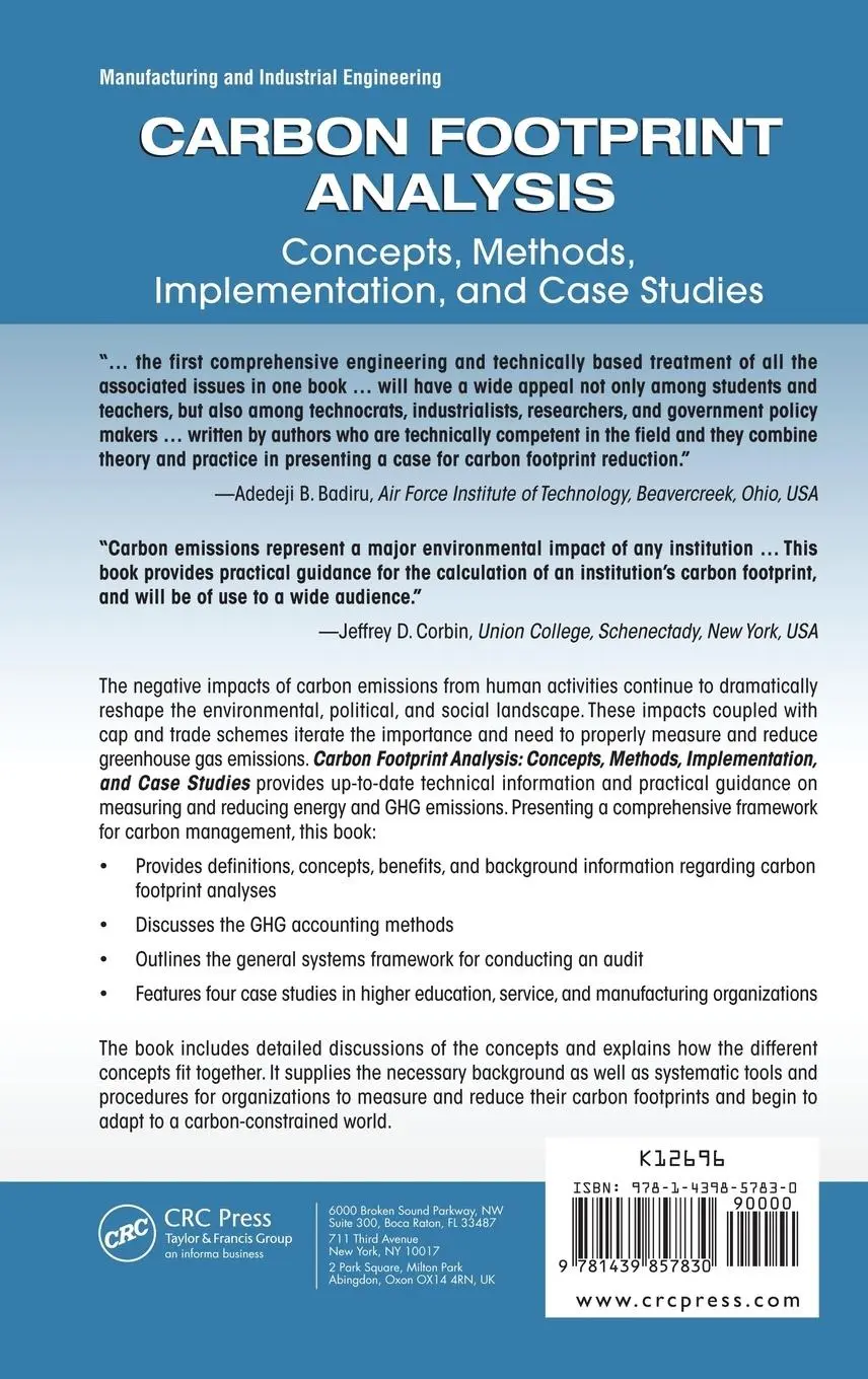 Rückseite: 9781439857830 | Carbon Footprint Analysis | Matthew John Franchetti (u. a.) | Buch