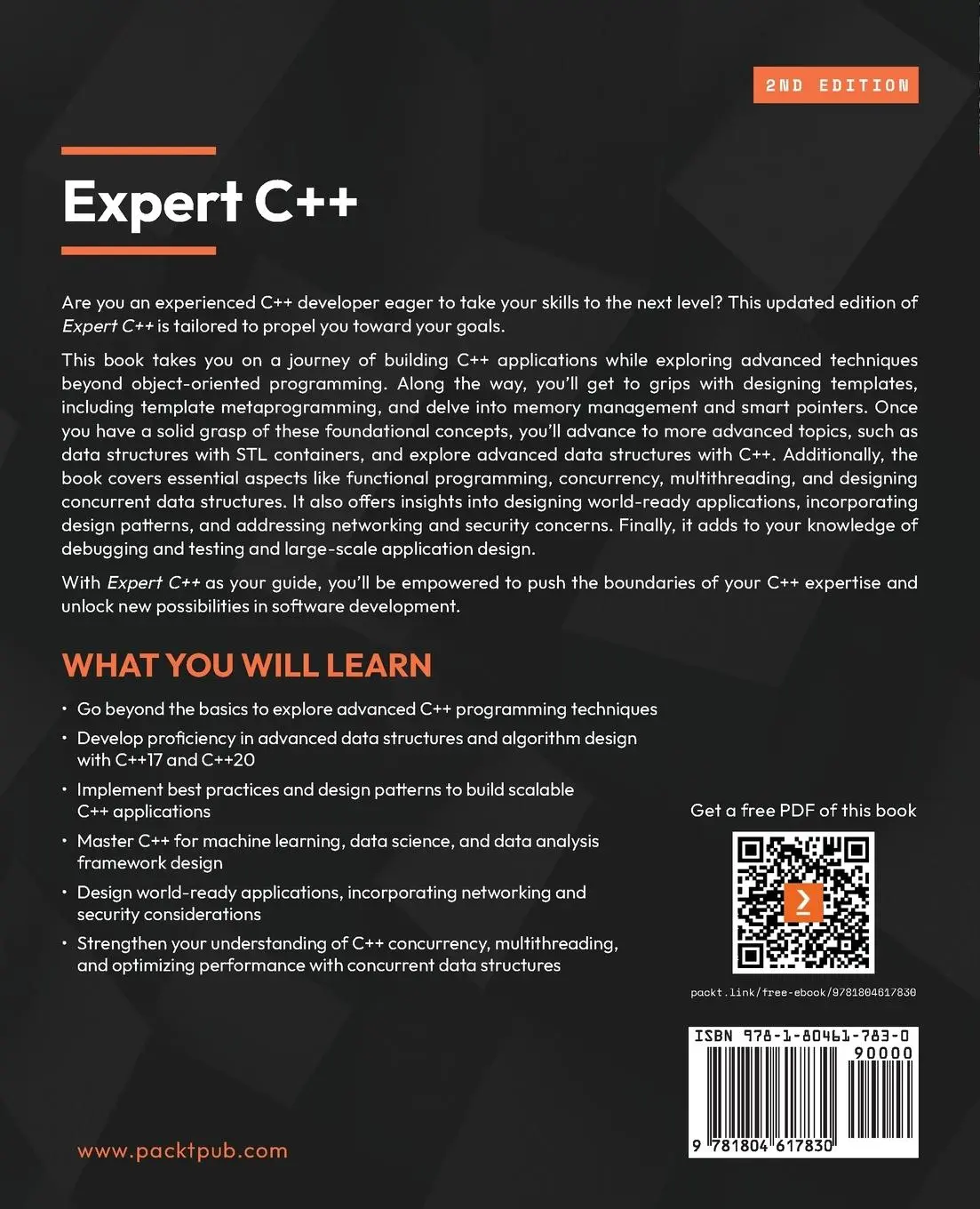 Rückseite: 9781804617830 | Expert C++ - Second Edition | Marcelo Guerra Hahn (u. a.) | Buch