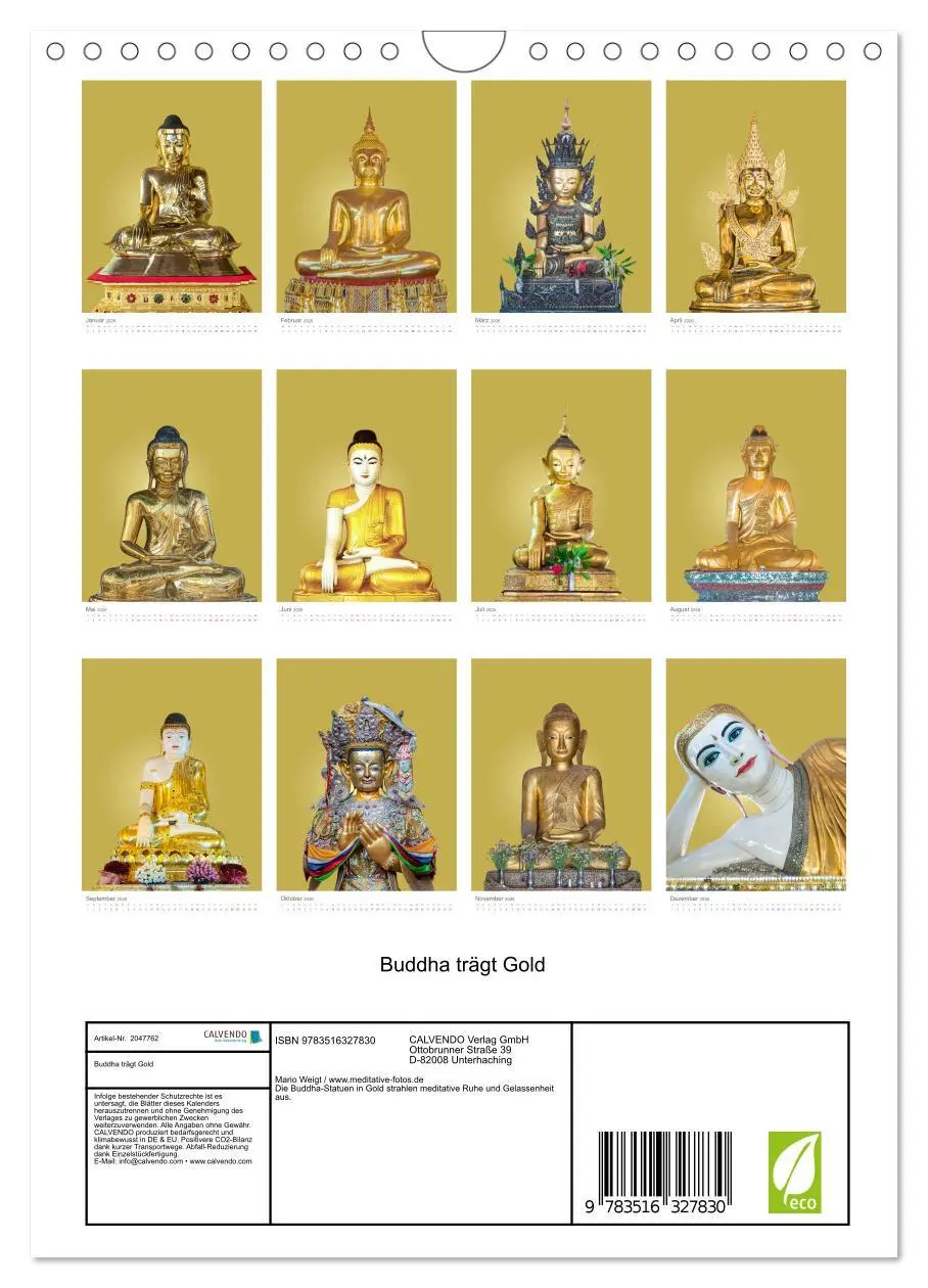 Bild: 9783516327830 | Buddha trägt Gold (Wandkalender 2026 DIN A4 hoch), CALVENDO...