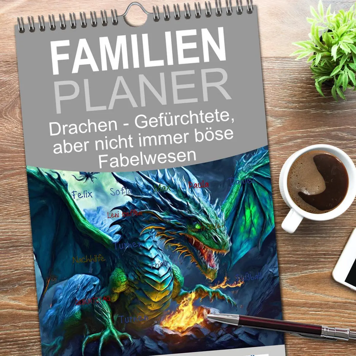 Bild: 9783516497830 | Familienplaner 2026 - Drachen - Gefürchtete, aber nicht immer böse...