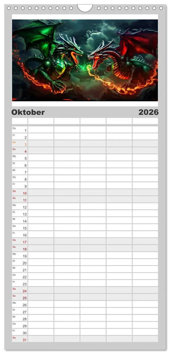 Bild: 9783516497830 | Familienplaner 2026 - Drachen - Gefürchtete, aber nicht immer böse...