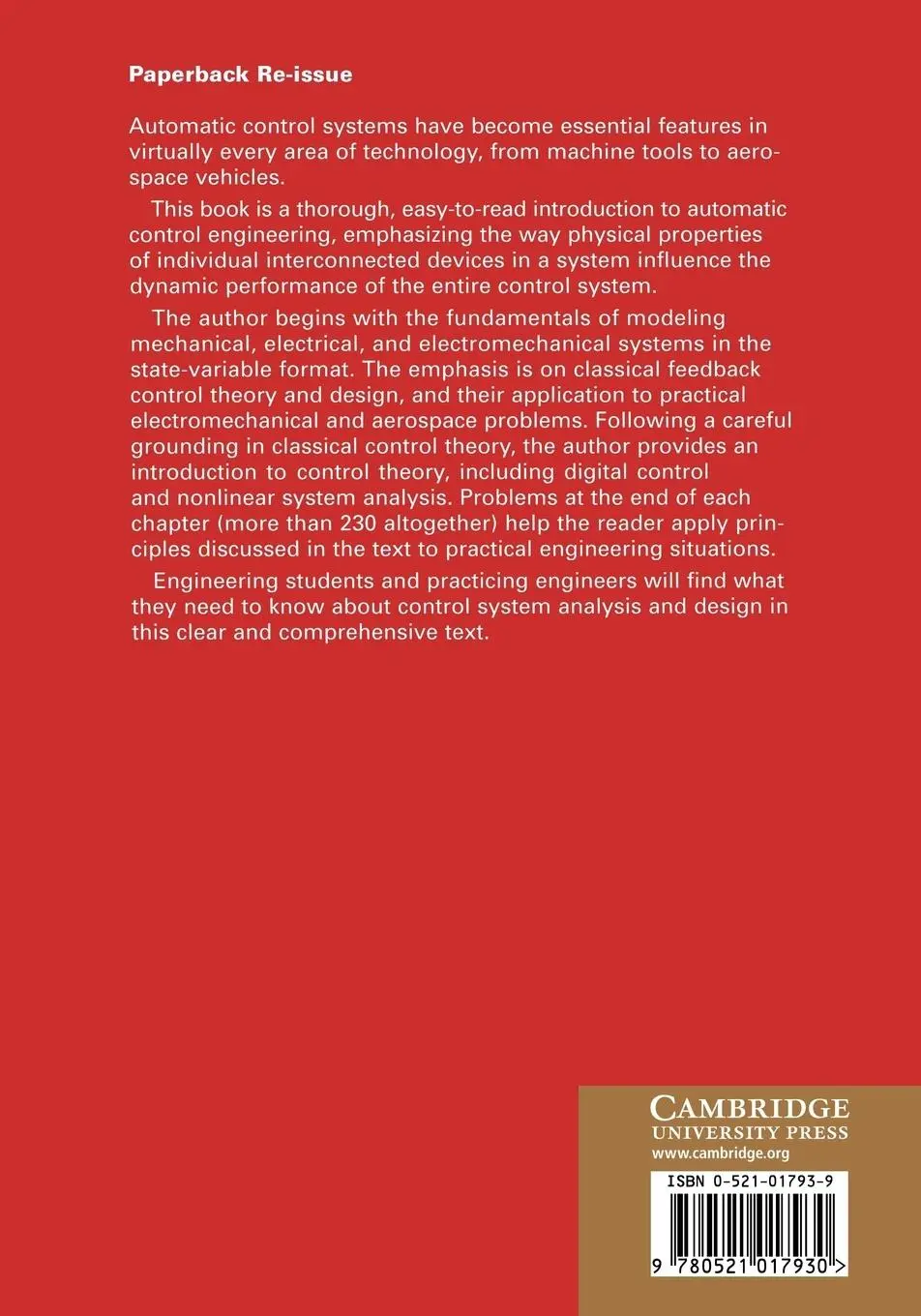 Rückseite: 9780521017930 | Control System Dynamics | Robert N. Clark | Taschenbuch | Englisch