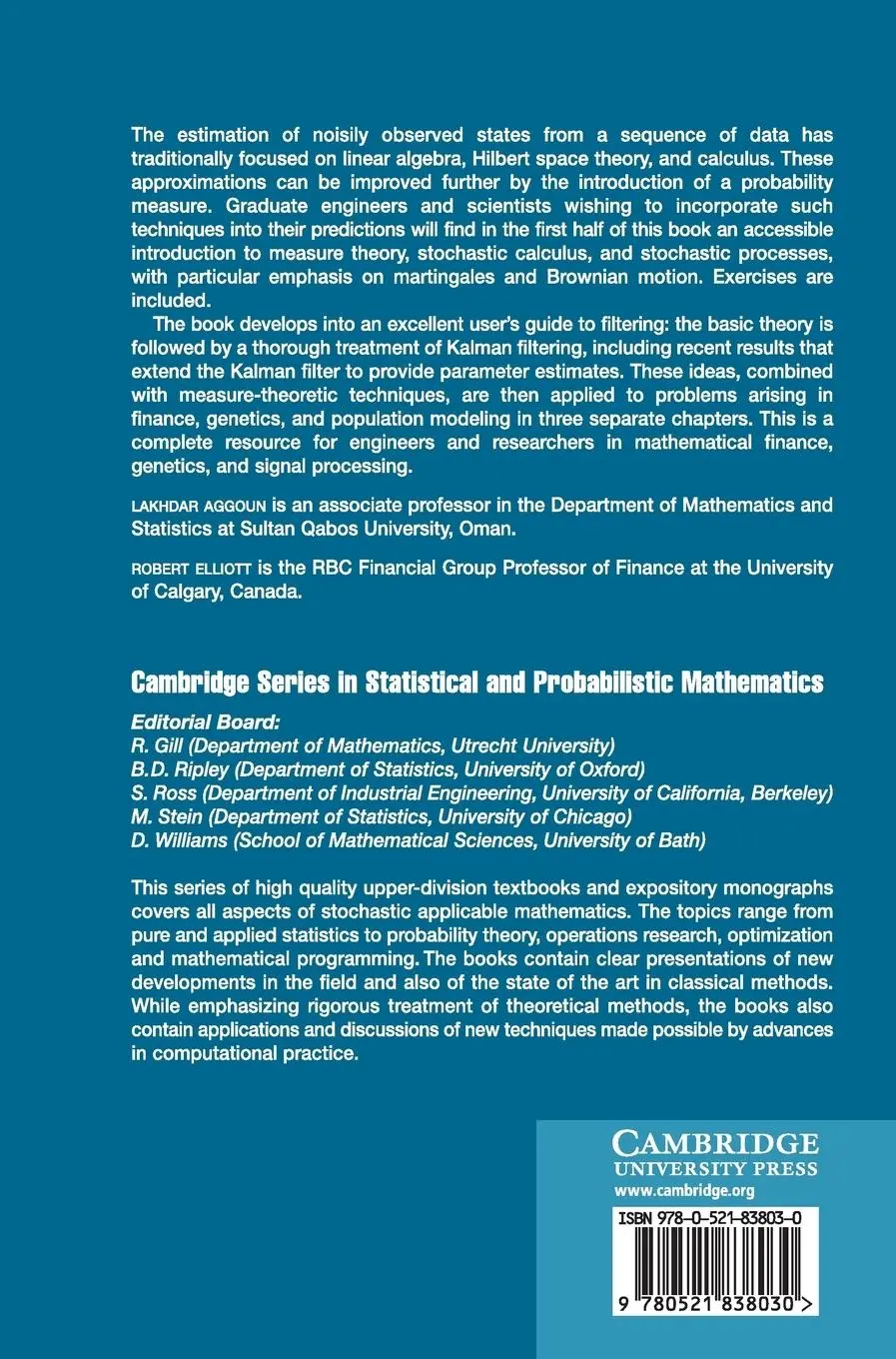 Rückseite: 9780521838030 | Measure Theory and Filtering | Lakhdar Aggoun (u. a.) | Buch | 2015