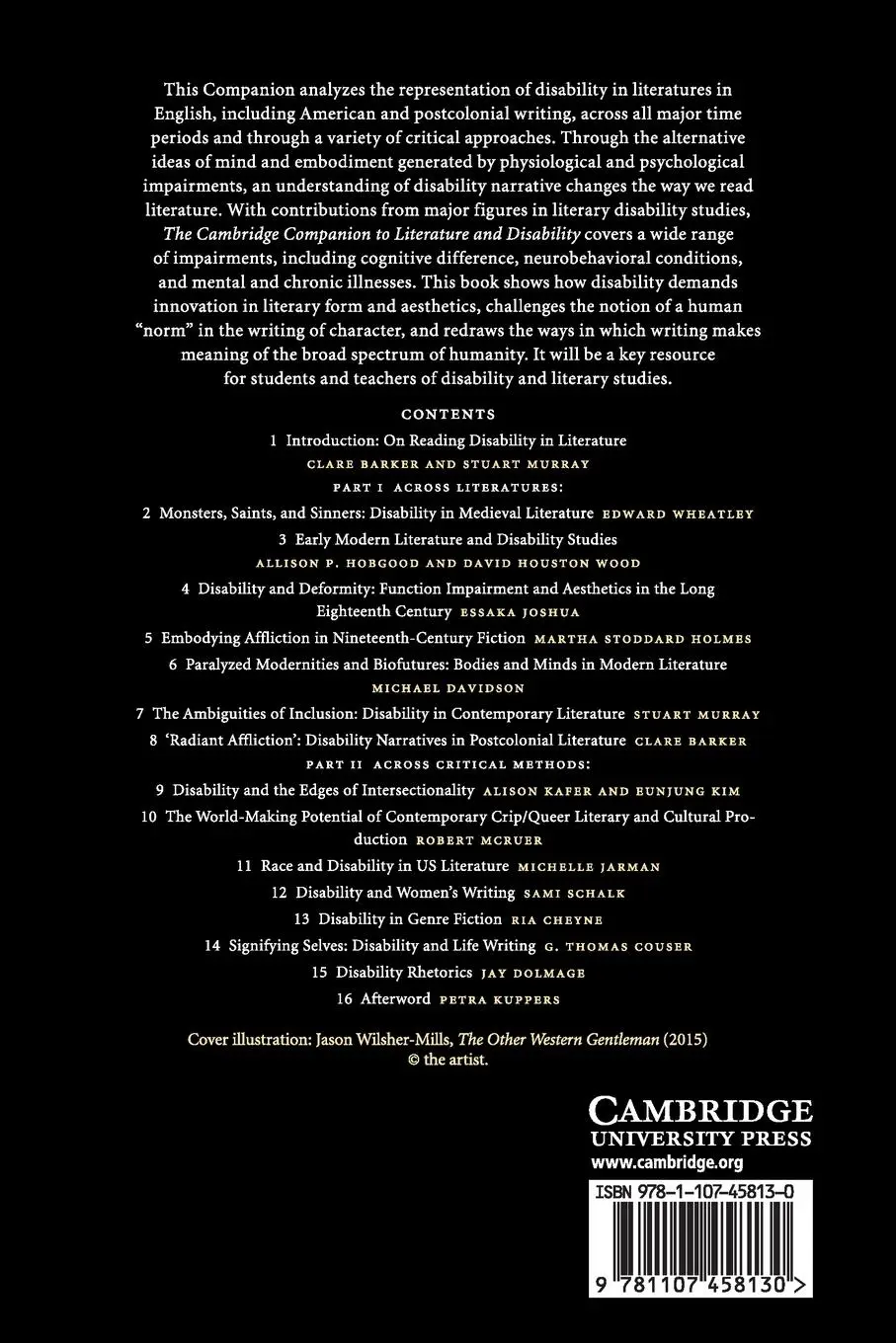 Rückseite: 9781107458130 | The Cambridge Companion to Literature and Disability | Barker (u. a.)