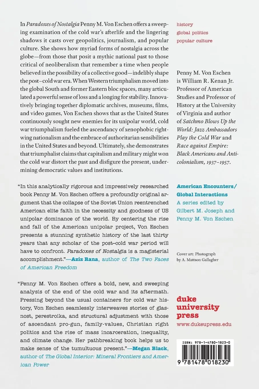 Rückseite: 9781478018230 | Paradoxes of Nostalgia | Penny M. von Eschen | Taschenbuch | Englisch