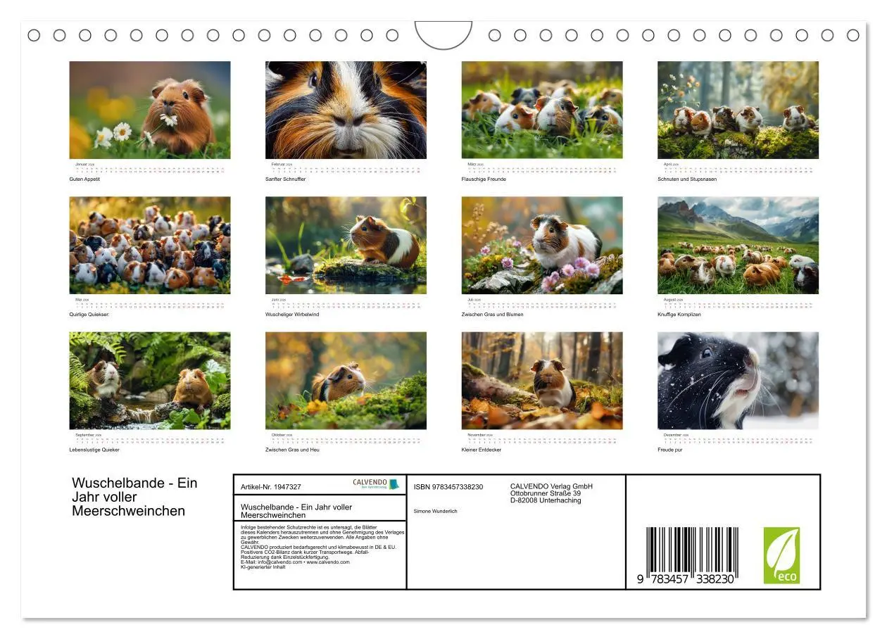 Bild: 9783457338230 | Wuschelbande - Ein Jahr voller Meerschweinchen (Wandkalender 2026...
