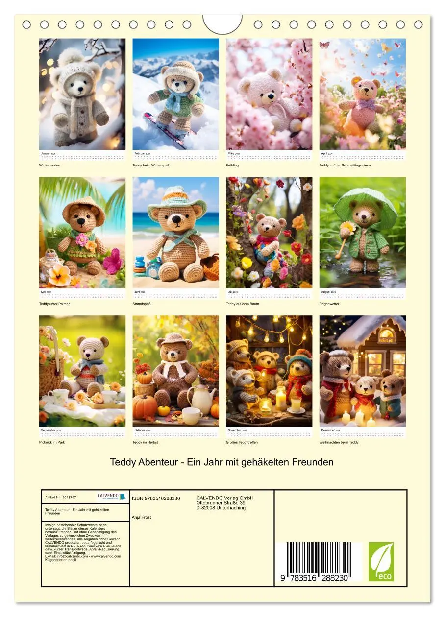 Bild: 9783516288230 | Teddy Abenteur - Ein Jahr mit gehäkelten Freunden (Wandkalender...